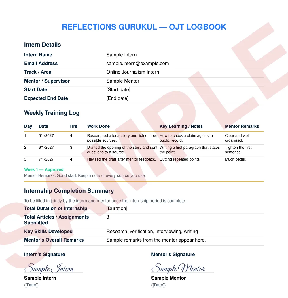Sample log book